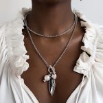 Dmtry Long Necklace Chain With A Leaf Pendant - Image 3