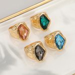 Dmtry Hot Sale Style Gold Color Plated Irregular Crystal Ring Unique Gift For Her - Image 2