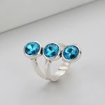 Dmtry Fashion Jewelry Large Crystal Statement Ring Wedding Party Gift - Image 3