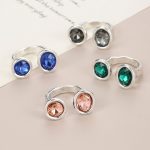 Dmtry Silver Color Adjustable Crystal Finger Rings Gift For Her - Image 2
