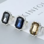 Dmtry Fashion Large Crystal Ancient Silver Adjustable Women Rings For Wedding Party