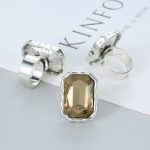 Dmtry Fashion Large Crystal Ancient Silver Adjustable Women Rings For Wedding Party - Image 3